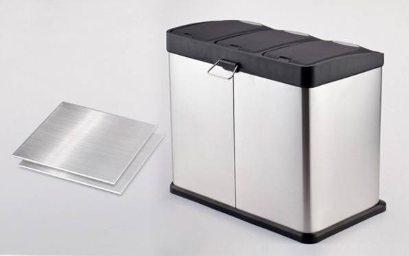 24L Three Compartment Foot Pedal Waste Bin Ashcan  Stainless Steel Trash Can