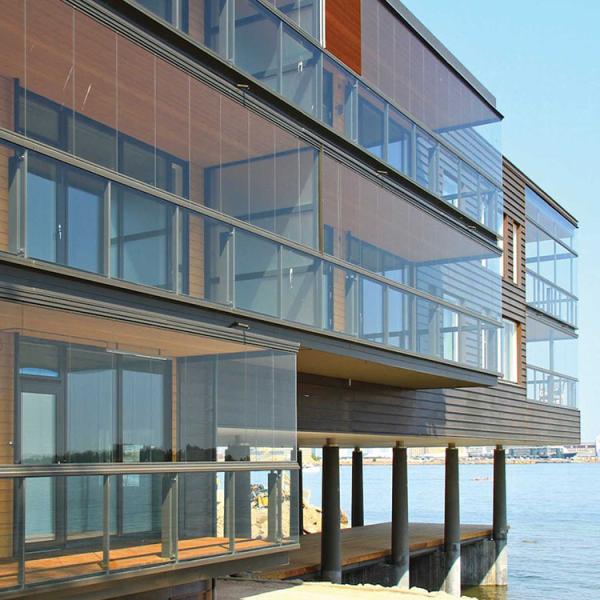 Aluminum Flat Curved Frameless Building Glass Panel , Balcony Glass Balustrade Handrail System
