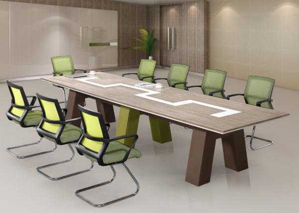 Modern Oval Meeting Table Melamine Faced MDF Board Material With Metal Frame