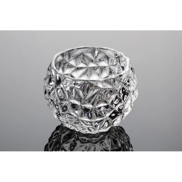 8.8cm Tall Pressed Home Decoration Glass Bubble Ball Vase Diamond Pattern