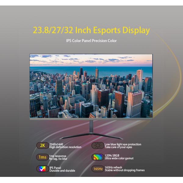 Monitor LED para juegos de PC de 27 pulgadas, biselado, panel IPS rápido, resolución 1K 2K 4K, frecuencia de actualización de 100Hz 144Hz 165Hz 180Hz
