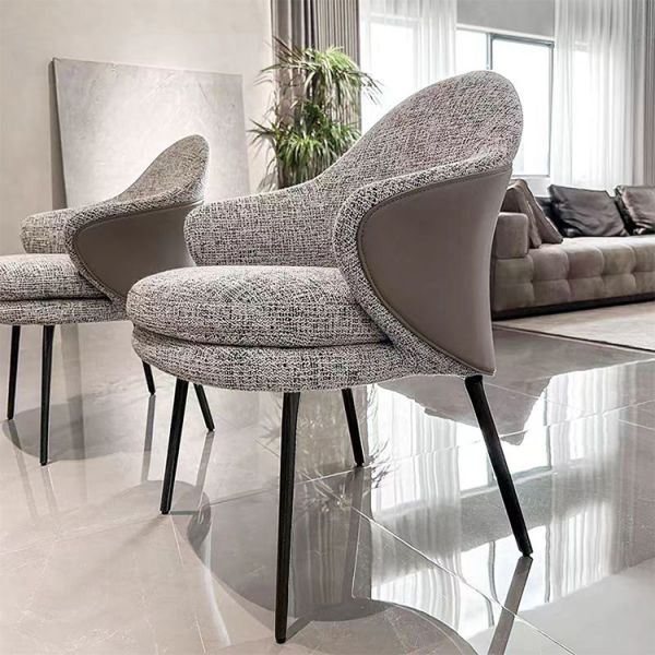 Custom Modern Leather Dining Chair Upholstered Velvet Simple Design Luxury PU Fashionable High Furniture Leisure Back