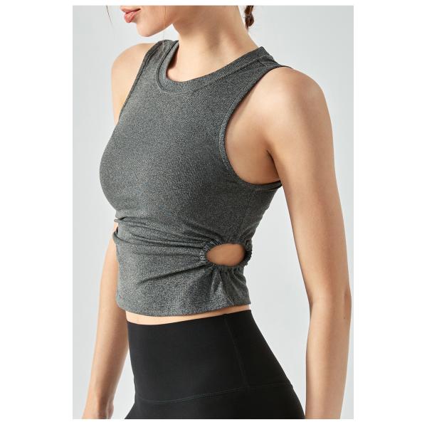 Side Waist Hollowed Out Ladies Yoga Vest Sports Underwear Fitness Clothes Top