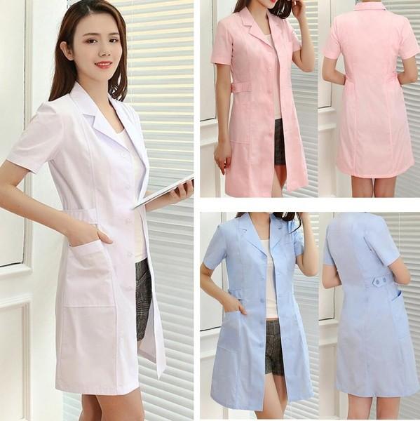 60 Cotton 40 Polyester Hospital Uniforms White Lab Coat For Women
