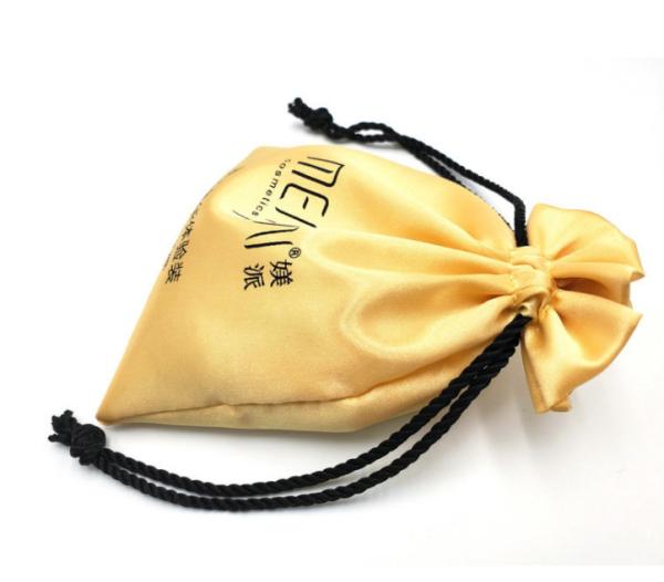 7x9cm (2.7x3.5inch) Jewelry Drawstring Pouch Promotional Small Gold Satin Bag With Logo Fabric Drawstring Gift Bags
