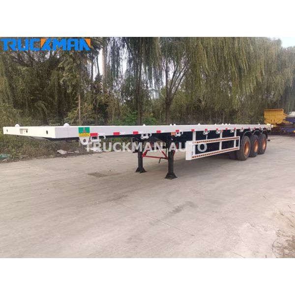 Reliable 3 Axle 50 Tons Container Flatbed Semi Trailer For Container Transportation