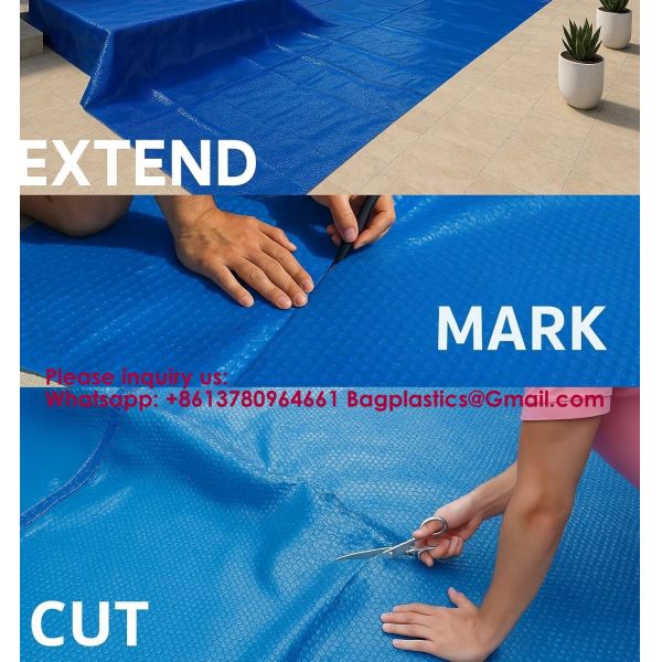 Solar In-Ground Pool Cover Winter Swimming Pool Bubble Cover Pool Cover Solar Cover with Roller Thermostatic Pool Plastic Pool Covers Lightfast Solar Resistant Polycarbonate Swimming Pool Cover