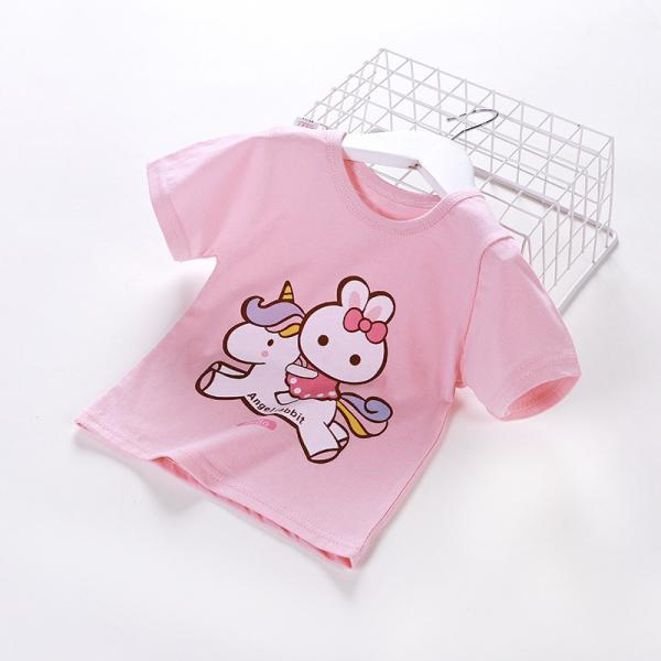 As meninas modelam 1.2M Children Loose Short os desenhos animados da camisa que da luva imprimiram o t-shirt para meninas