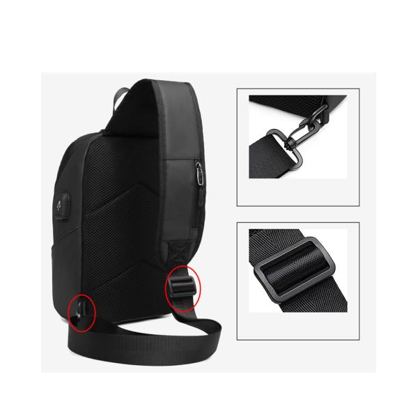 7.9 Inch IPAD USB Charging Shoulder Travel Sling Bag 18*10*30cm