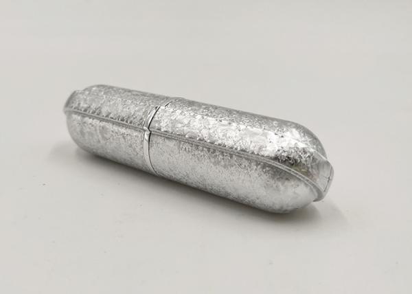 3.5g Silver Color Shiny Empty Lipstick Tubes , Lipstick Tube Packaging Logo Printed