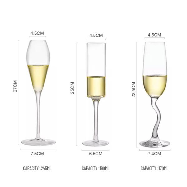 Clear Bulk Glassware Hand-Blown Crystal Champagne Flutes 7.5oz (Set of 6) for Hospitality/Gifting