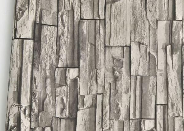 Stylish Removable Faux 3D Brick Effect Wallpaper with Grey Stone Pattern for Living Room