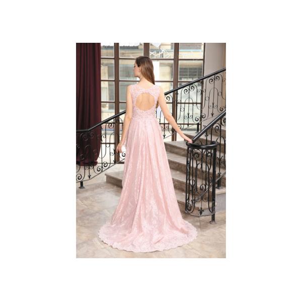 Women Lace Chiffon Long Wedding Dresses Backless Back Style With Custom Printed