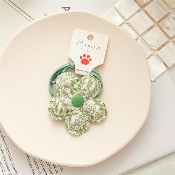 Handmade DIY elastic accessories Children's floral plaid hair rope girl cute cartoon baby hair bow rubber band