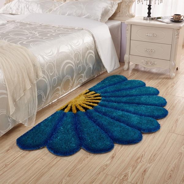 Fan shape flower shape plush shaggy carpet home rug soft decoration colors available