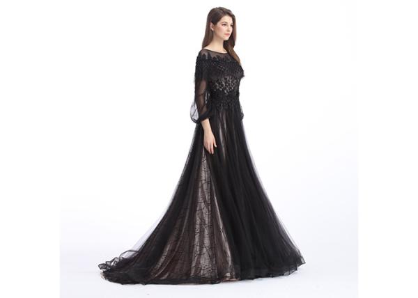 Evening Cocktail Evening Dresses , Womens Black Evening Dresses With Built - In Bra