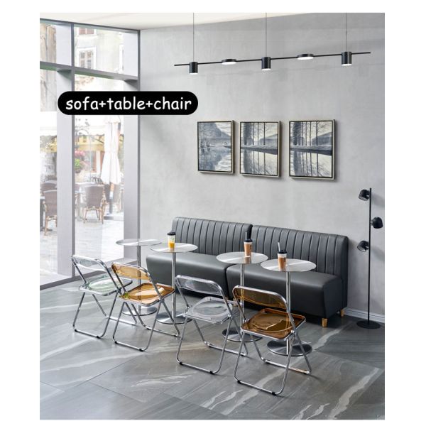 Metal Durable Round Table With Foldable Dining Chair Simple Outdoor Table and Chairs for Restaurant