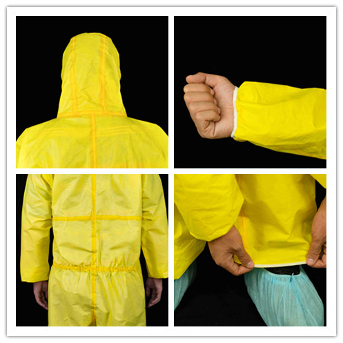 CE Type 3 PP PE Disposable Chemical Coverall Safety Overall Suit Protective Clothing
