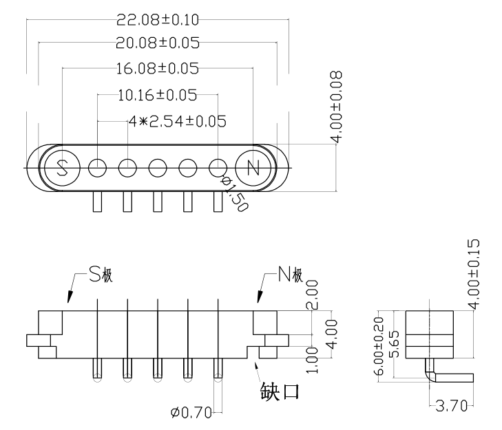 5pin right angle male female pogo pin magnetic connector PA9T housing