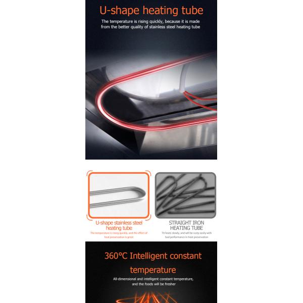 Электрический коммерческий 2-слойный дисплей горячей пищи для сохранения тепла пищи