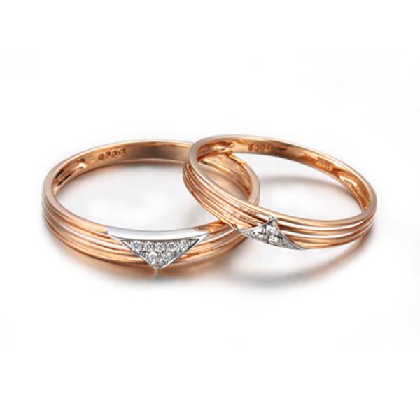 18K Rose Gold White Gold  Diamonds Wedding Band Ring Couple Ring (GDR014)