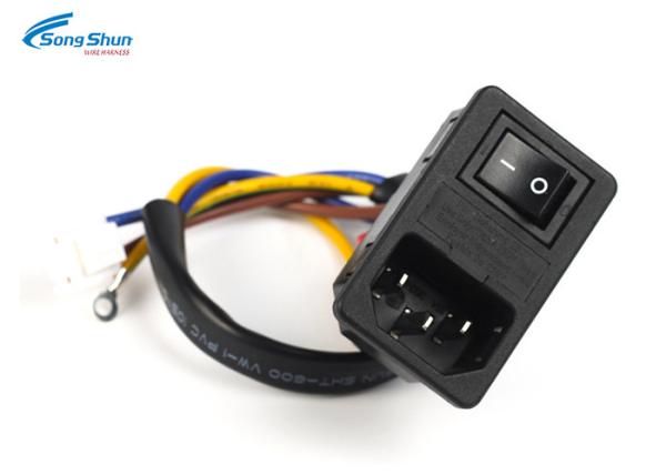 18awg JST VHR-4 Power Cord Cable 220v C14 PVC Jacket With Switch Telecommunication
