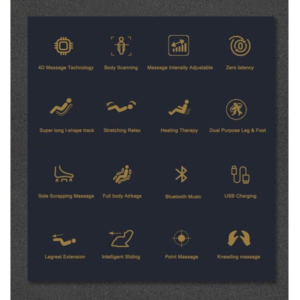 4D 125cm Long L Track Massage Chair With Automatic Extendable Legrest