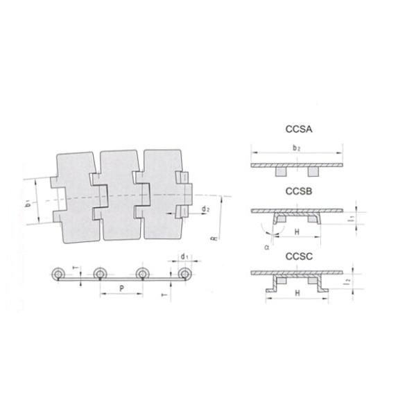Stainless Steel Sideflex Flat-top Chain, type 880TAB-K325 880TAB-K325 882TAB-K500 882TAB-K600