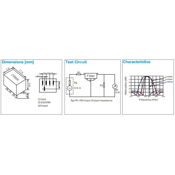 Дип 5Pins Тип LT455W Керамический фильтр с 455KHz 11 X 7 X 8 мм