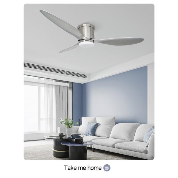 Ventilador de teto LED controlado remotamente para design de escritório doméstico moderno e espaços de teto baixo