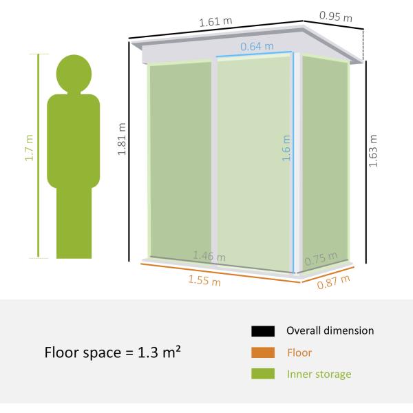 Secure Lockable Door Storage Shed for Tools and Bikes 2-tier Adjustable Shelf Design