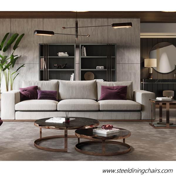 Round Living Room Tea SGS Ss201 Stainless Steel Coffee Table With Glass Top