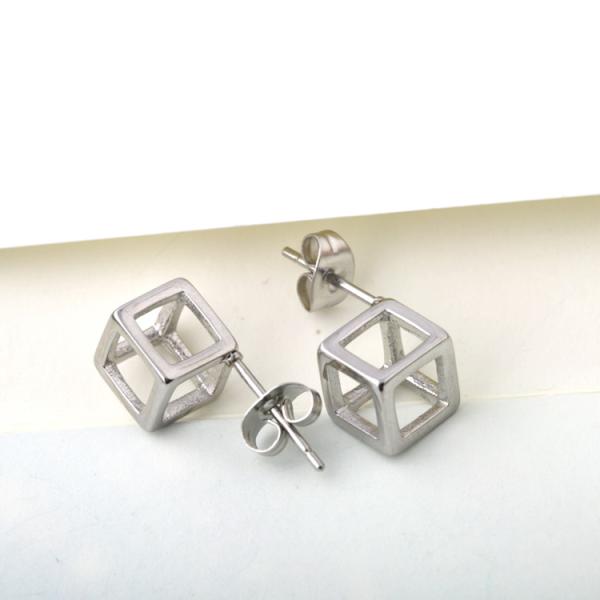 Stainless Steel Square Stud Earrings, Pierced earrings, Square Gold plated Stainless Steel Earrings