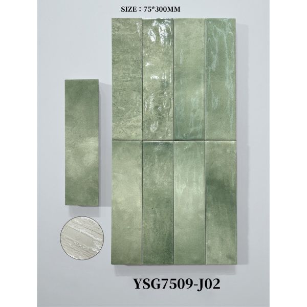 Waterproof Blue 75x300mm Glossy Indoor Ceramic Wall Tiles For Office and Bathroom