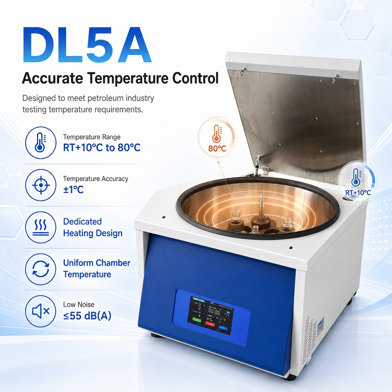 Cenlee Oil Water Content Determination Centrifuge DL5A 4000rpm 3971xg Stainless Steel Chamber Low Noise Petroleum Lab Machine