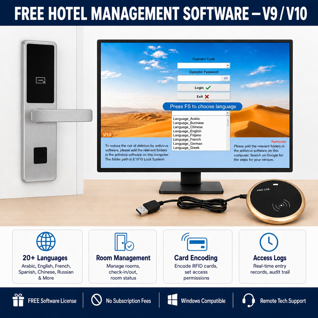 RF879 Smart hotel lock with SS304 stainless steel
