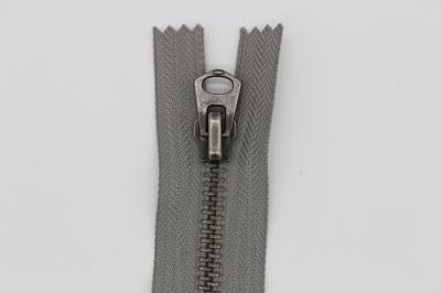 Grey Tape Decorative Zippers For Sewing , Front Zipper Heavy Duty Invisible Zipper
