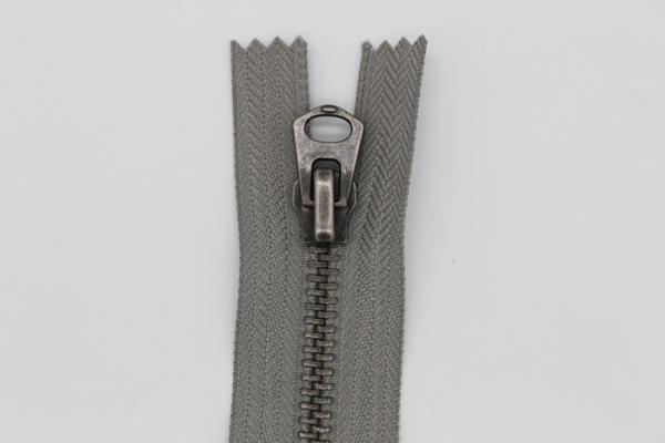 Grey Tape Decorative Zippers For Sewing , Front Zipper Heavy Duty Invisible Zipper