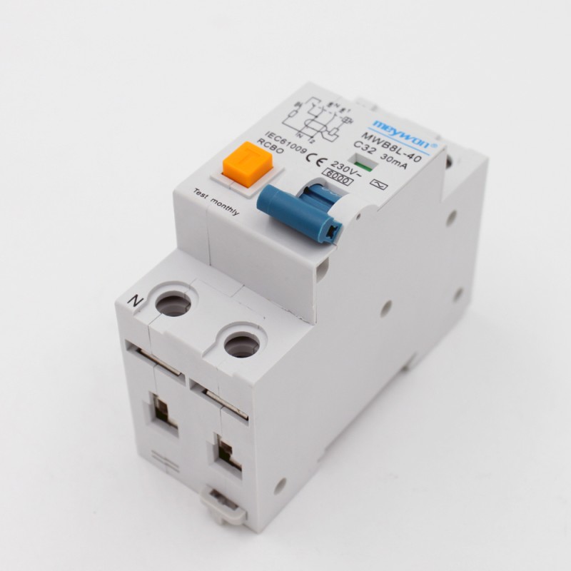 Type 2P 25A Residual Current Circuit Breaker (MCB) Electronic RCBO Capacities 10mA 30mA 100mA 300mA 32A 40A Copper Material 6KA