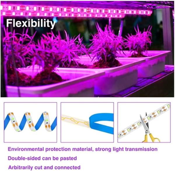 5V PLANT LED Grow Light Strips,Waterproof Full Spectrum Plant Grow Light, USB 16ft 300LEDs