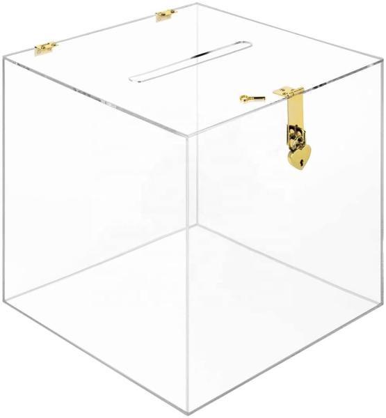 Large Clear Donation Box With Lock Wedding Wishing Well Ballot Acrylic Box 12 Inch