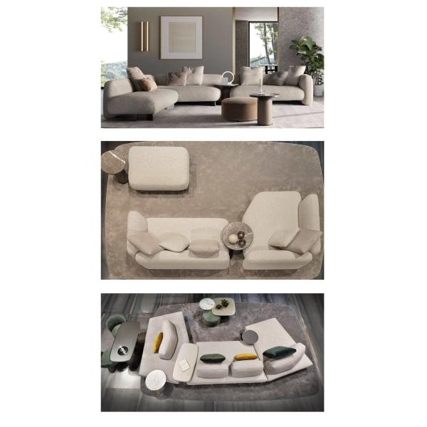 Modern Sofa Cream Style Casual Lobby Reception Sofa Set Cotton Fabric
