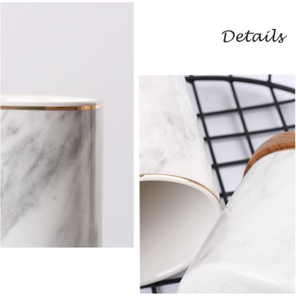 Luxury Home Scented Candles Ceramic Marble Wooden Wick Candle Jars With Metal Lids