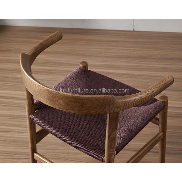 Modern Wooden Dining Chair with Wishbone Design and Antique Rope Seat