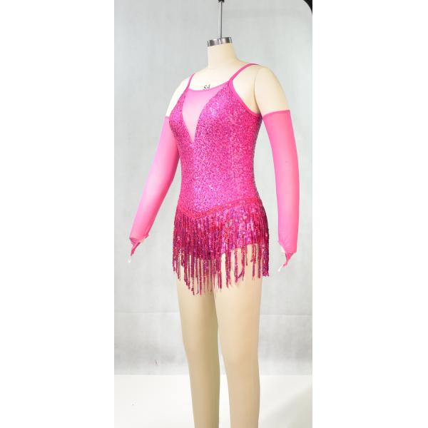 Stunning Holograms Sequined-Fringes Illusion V-Neck Tap Jazz Costume Dance Dress Performance Outfits