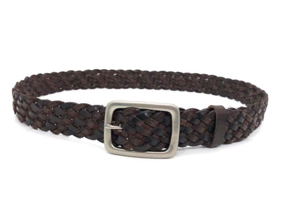 a correia de couro ocasional dos homens da largura de 4.0cm/preto forte da curvatura do Pin trançou a correia de couro