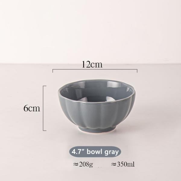 Porcelain Color Stoneware Bowl Set For 6 People Nordic Pumpkin Bowls Ceramic 4.7 Inch
