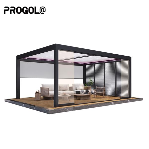 Understated Silver Motorized Aluminum Pergola With Automatic Operation