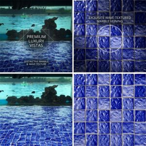 Foshan New Product Blue Glossy Glazed Porcelain Ceramic Mosaic For Kitchen Bathroom Decoration Mosaic