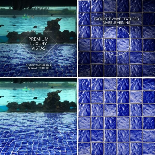 Foshan New Product Blue Glossy Glazed Porcelain Ceramic Mosaic For Kitchen Bathroom Decoration Mosaic